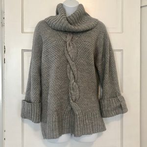 Talbots Gray Oversized Turtleneck Knit Sweater